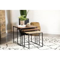 Coaster Furniture 931182 3-piece Square Nesting Tables Natural and Black